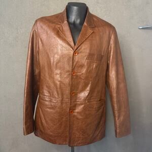 SP Evolution Paris Vintage Calfskin Leather 4-Button Sport Coat Blazer Men's L